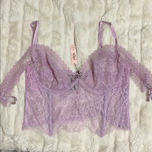 Victoria’s Secret Purple Lilac Lace Bustier Lrg
